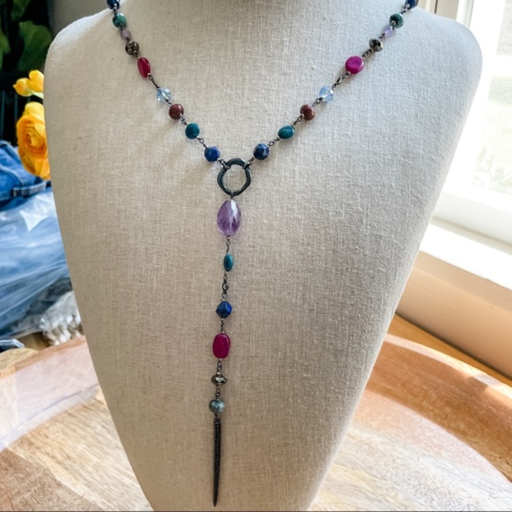 Long gemstone necklace by Nakamol